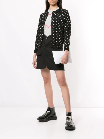 Shop Comme Des Garçons Play Polka-dot Buttoned Cardigan In Black