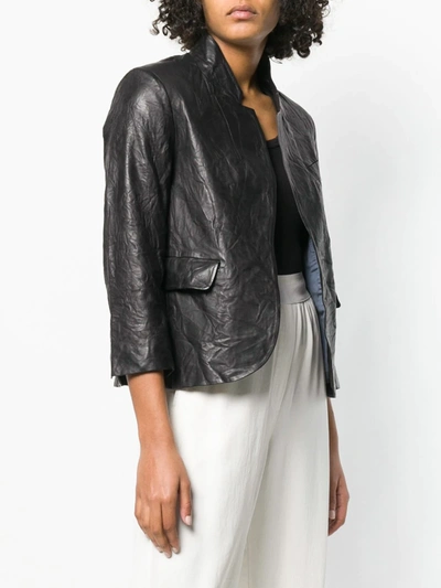 Zadig & Voltaire Verys Open Front Crinkle Leather Jacket In Black