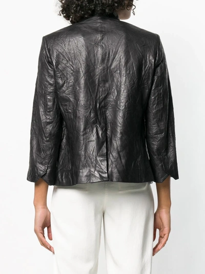 Zadig & Voltaire Verys Open Front Crinkle Leather Jacket In Black