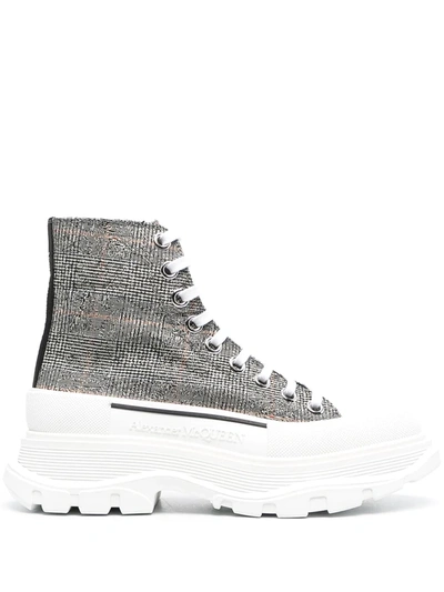 Shop Alexander Mcqueen Tread Slick Check Print Sneakers In Black