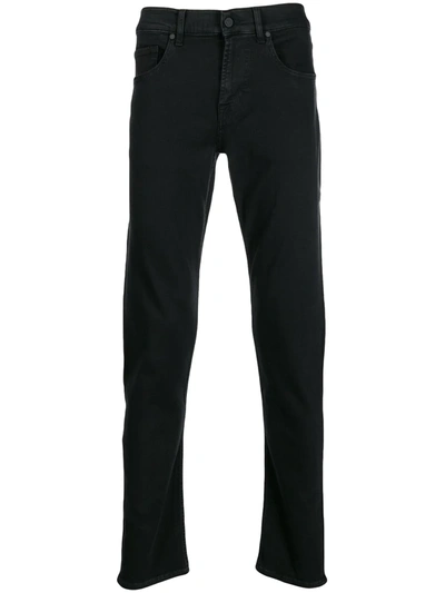 7 For All Mankind Ronnie Tapered Lux Performance Skinny Jeans In Black