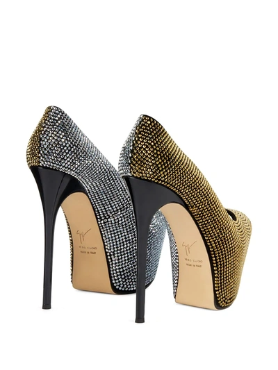 Shop Giuseppe Zanotti Liza Bicolor 105mm Peep-toe Pumps In Gold