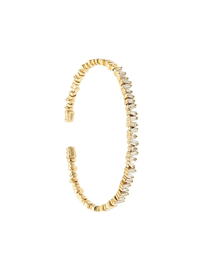 Suzanne Kalan 18kt Yellow Gold Fireworks Flexible Diamond Baguette Cuff In Gold