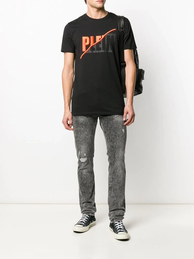 Shop Philipp Plein Distressed Straight-leg Jeans In Grey