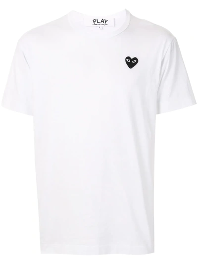 Shop Comme Des Garçons Play Embroidered Logo T-shirt In White