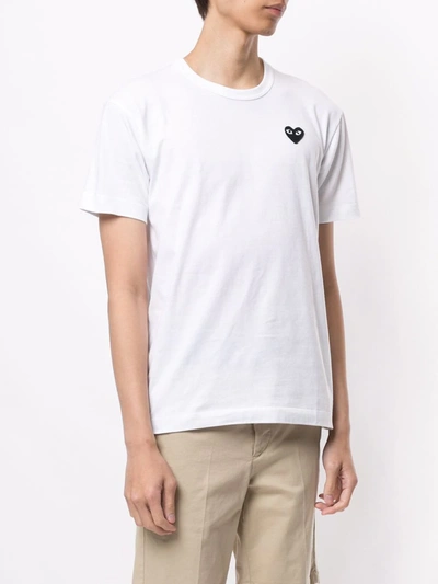 Shop Comme Des Garçons Play Embroidered Logo T-shirt In White