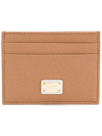 Shop Dolce & Gabbana Logo-tag Leather Card Holder In Brown