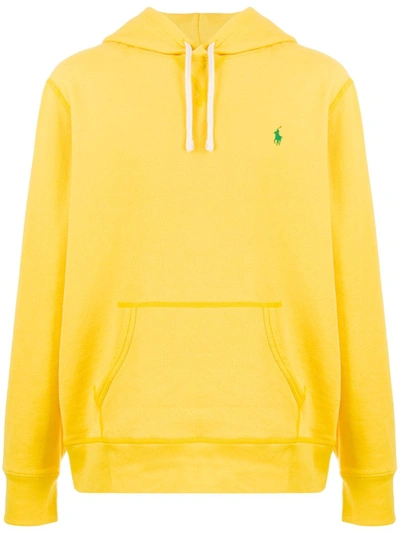Shop Ralph Lauren Logo Embroidered Hoodie In Yellow