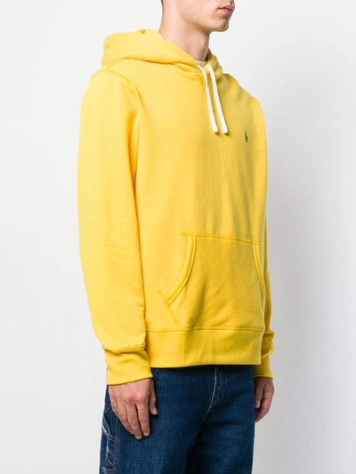 Shop Ralph Lauren Logo Embroidered Hoodie In Yellow