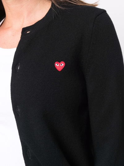 Shop Comme Des Garçons Play Logo-patch Fine-knit Cardigan In Schwarz