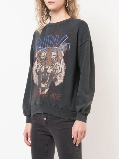 Shop Anine Bing Logo Tiger Print Sweatshirt In Black