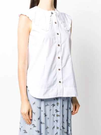 Shop Ganni Organic Cotton Blouse In White