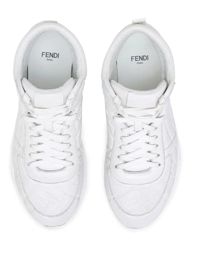 Shop Fendi Embossed Ff Motif Sneakers In White