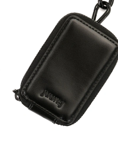 Shop Juunj Neck Strap Leather Cardholder In Black