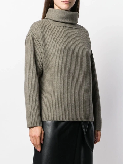 Shop Alexander Wang Funnel-neck Ribbed Sweater In Green