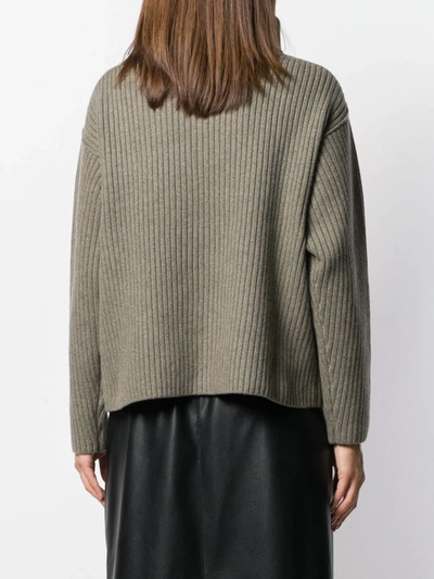 Shop Alexander Wang Funnel-neck Ribbed Sweater In Green
