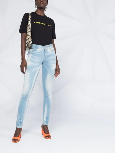 Philipp Plein High Rise Skinny Fit Jeggings In Blue
