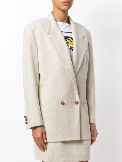 Pre-owned Versace Long-line Double Breasted Blazer In Neutrals