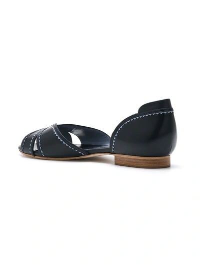 Sarah Chofakian Iberica Leather Flat Sandals In Blue