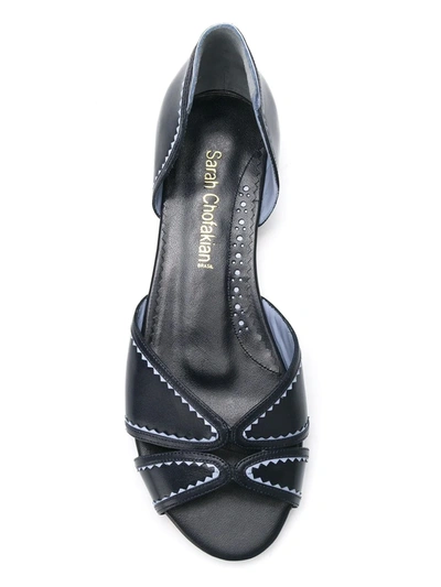 Sarah Chofakian Iberica Leather Flat Sandals In Blue