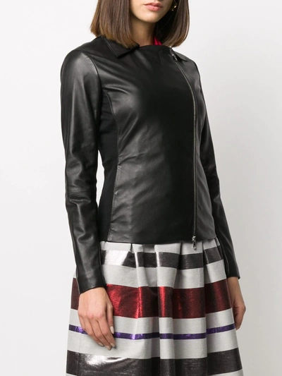 Emporio Armani Long-sleeved Zipped Biker Jacket In White