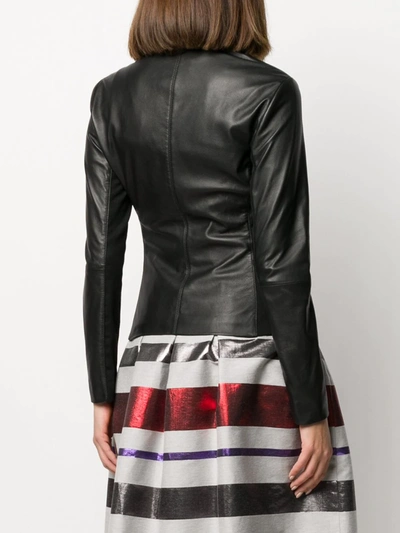 Emporio Armani Long-sleeved Zipped Biker Jacket In White