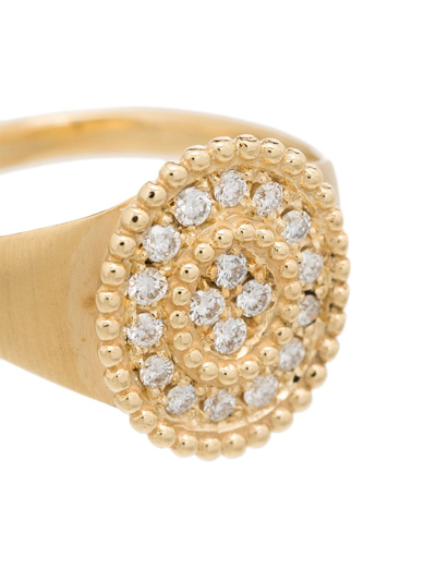 Shop Kimai 18kt Yellow Gold Pavé Diamond Signet Ring