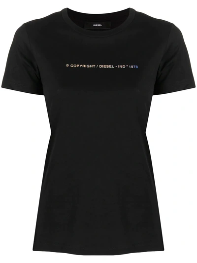Shop Diesel Copyright Logo Print T-shirt In Black
