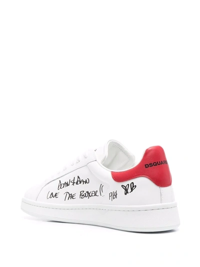 Dsquared2 Maple Leaf Embellished Logo Sneakers In White