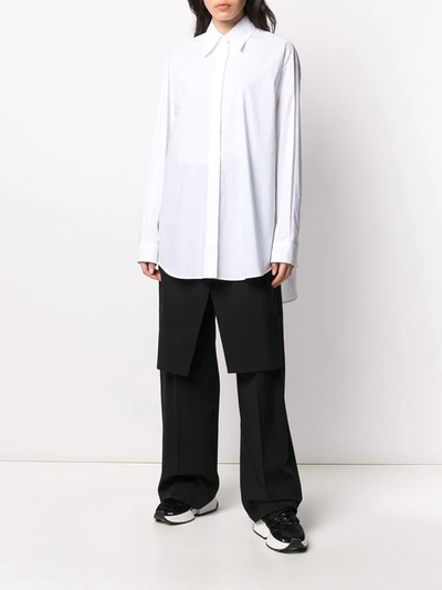 Shop Mm6 Maison Margiela Printed High-low Hem Shirt In White