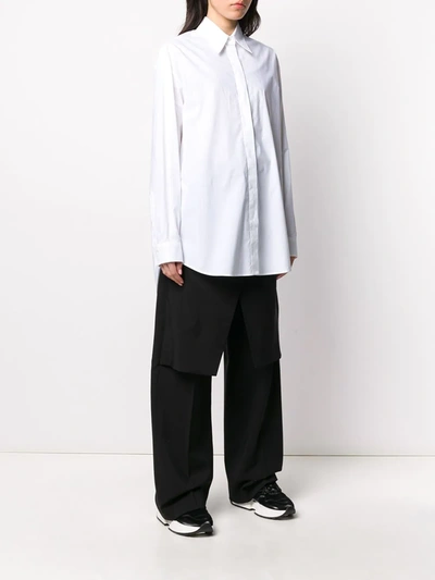 Shop Mm6 Maison Margiela Printed High-low Hem Shirt In White