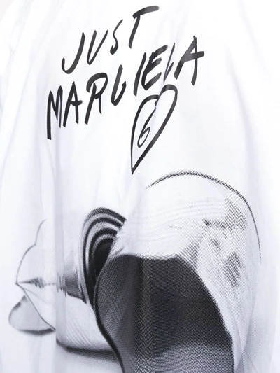 Shop Mm6 Maison Margiela Printed High-low Hem Shirt In White