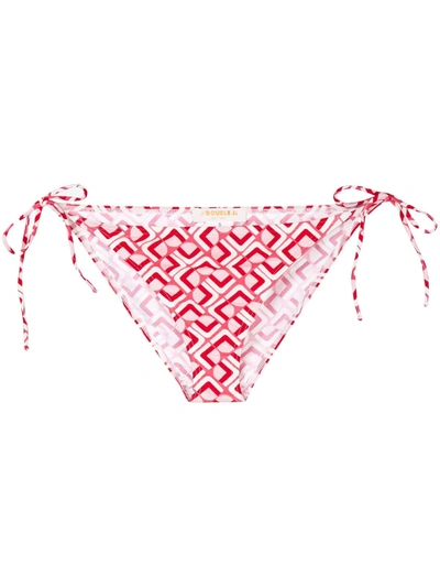 La Doublej Triangle Bikini Bottom In Domino Valentino In Pink
