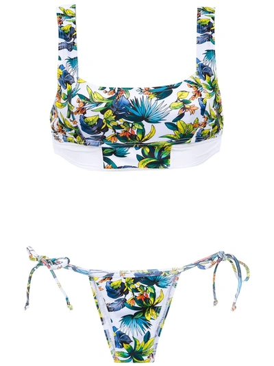 AMIR SLAMA PRINTED BIKINI SET - 白色