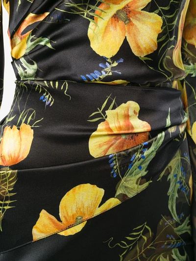 Shop Philipp Plein Floral Printed Wrap Dress In Black