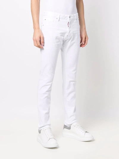 Shop Dsquared2 Logo-patch Denim Jeans In Weiss