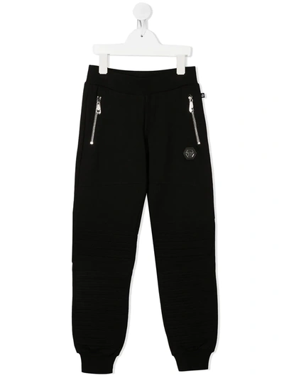 Shop Philipp Plein Junior Tapered Sweatpants In Black