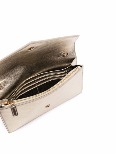 Shop Saint Laurent Cassandre Envelope-wallet Clutch Bag In Gold