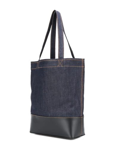 Shop Apc Logo Print Denim Tote In Blue