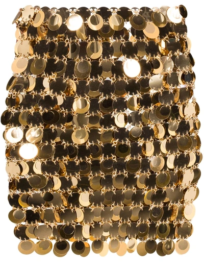 Shop Paco Rabanne Sequin-embellished Mini Skirt In Gold