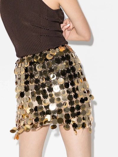 Rabanne Multi-color Dot-sequin Chainmail Mini Skirt In Gold