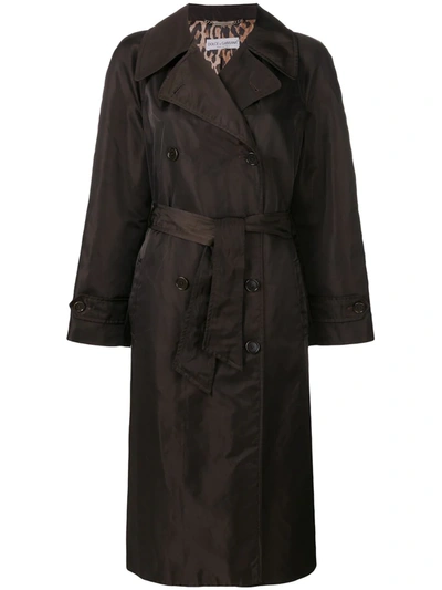 Pre-owned Dolce & Gabbana Loose Fit Midi Coat In Brown