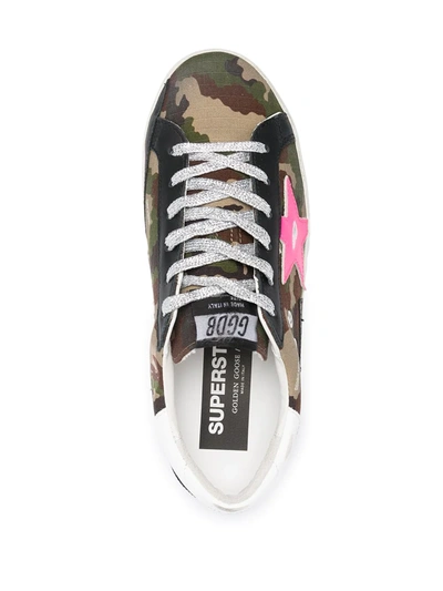 Shop Golden Goose Super-star Camouflage Sneakers In Green