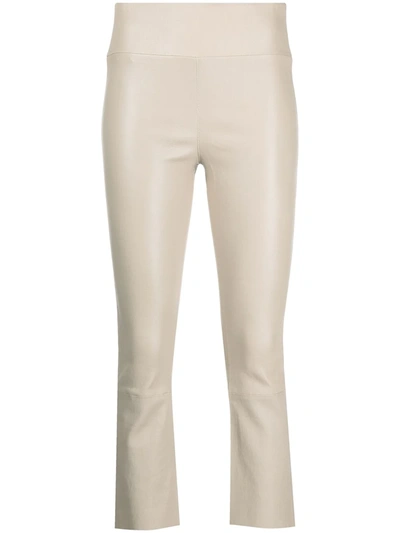 Shop Sprwmn Cropped Flared Trousers In Neutrals