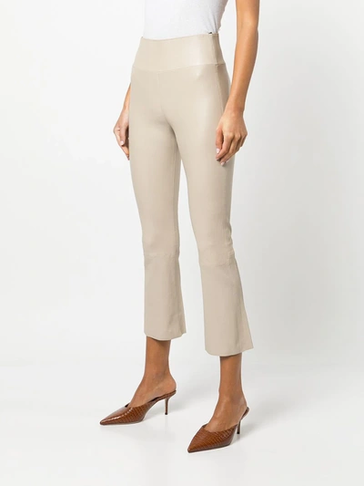 Shop Sprwmn Cropped Flared Trousers In Neutrals