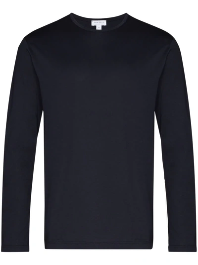 Shop Sunspel Long-sleeve T-shirt In Blue