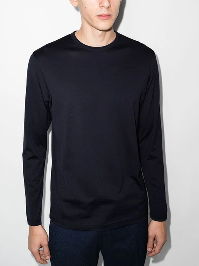 Shop Sunspel Long-sleeve T-shirt In Blue