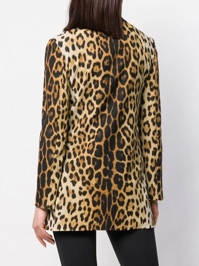 Shop Moschino Leopard Print Blazer In Brown
