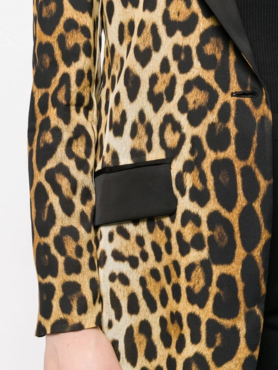 Shop Moschino Leopard Print Blazer In Brown