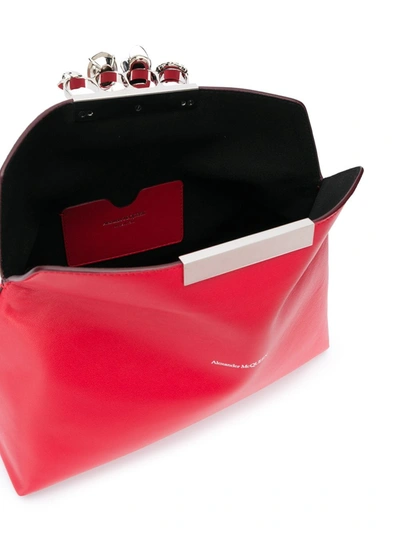 Shop Alexander Mcqueen Skull-detail Clutch In Red